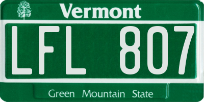 VT license plate LFL807