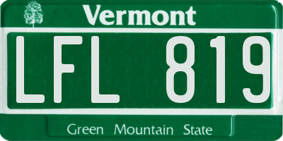 VT license plate LFL819