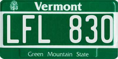 VT license plate LFL830