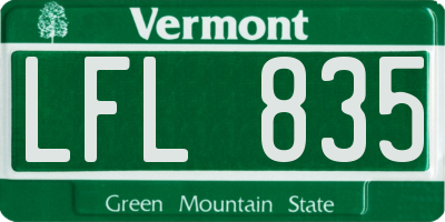 VT license plate LFL835