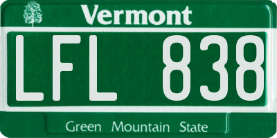 VT license plate LFL838