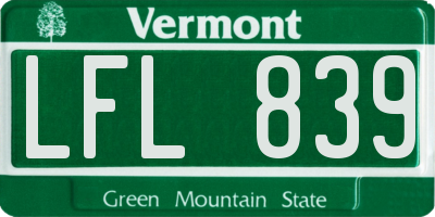 VT license plate LFL839