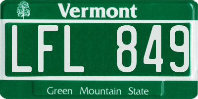 VT license plate LFL849