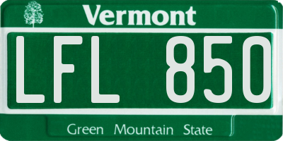 VT license plate LFL850