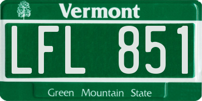 VT license plate LFL851