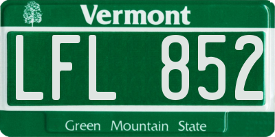 VT license plate LFL852