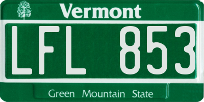 VT license plate LFL853