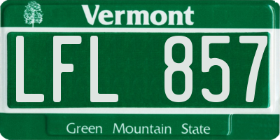 VT license plate LFL857