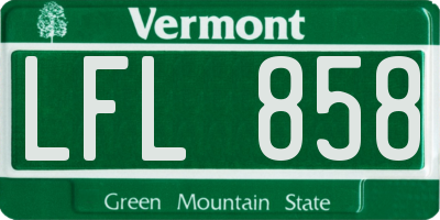 VT license plate LFL858