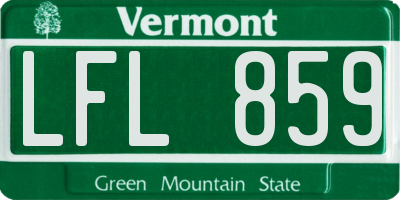 VT license plate LFL859