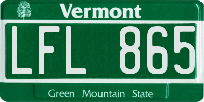 VT license plate LFL865