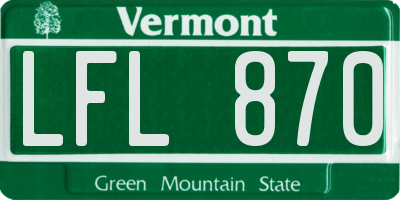 VT license plate LFL870