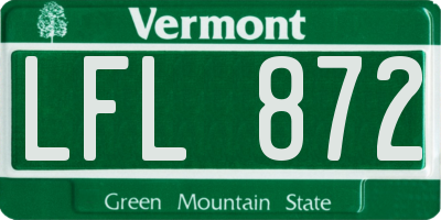 VT license plate LFL872