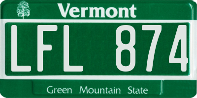 VT license plate LFL874