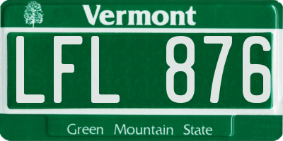 VT license plate LFL876