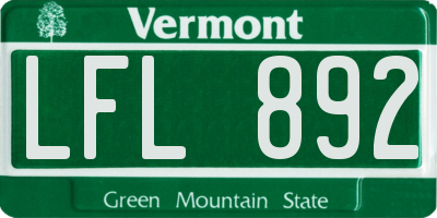 VT license plate LFL892