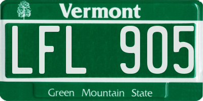 VT license plate LFL905