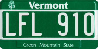 VT license plate LFL910