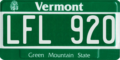 VT license plate LFL920