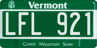 VT license plate LFL921