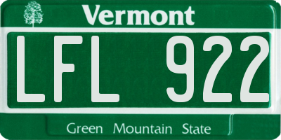 VT license plate LFL922