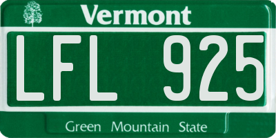 VT license plate LFL925