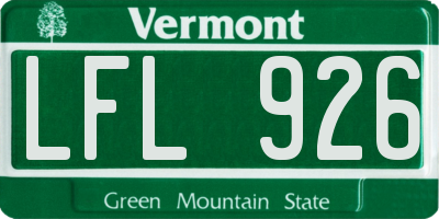 VT license plate LFL926