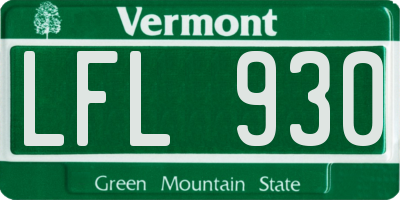 VT license plate LFL930