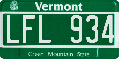 VT license plate LFL934