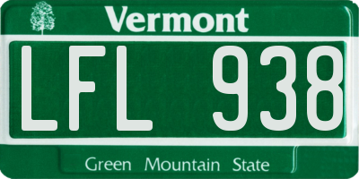 VT license plate LFL938