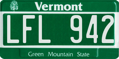 VT license plate LFL942