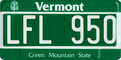 VT license plate LFL950