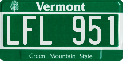 VT license plate LFL951