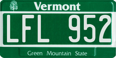 VT license plate LFL952