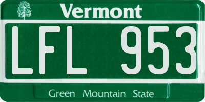 VT license plate LFL953