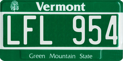 VT license plate LFL954