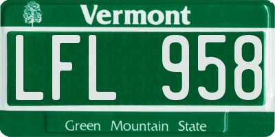 VT license plate LFL958