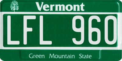 VT license plate LFL960