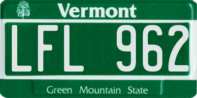 VT license plate LFL962