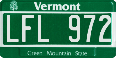 VT license plate LFL972