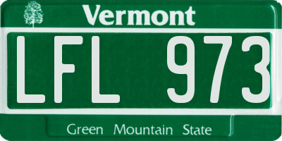 VT license plate LFL973