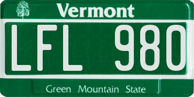 VT license plate LFL980