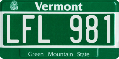 VT license plate LFL981