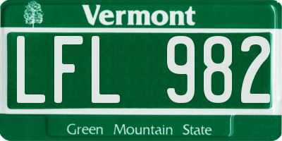 VT license plate LFL982