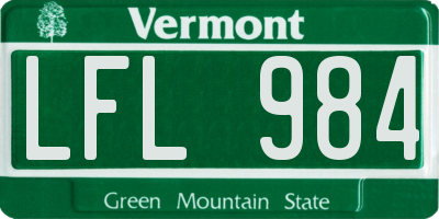 VT license plate LFL984