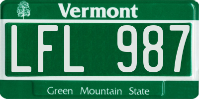 VT license plate LFL987