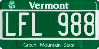 VT license plate LFL988