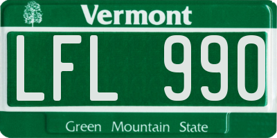 VT license plate LFL990