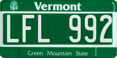 VT license plate LFL992