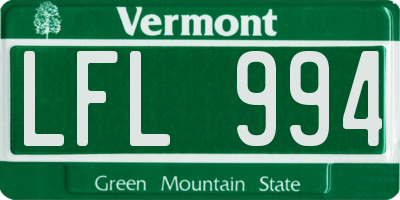 VT license plate LFL994